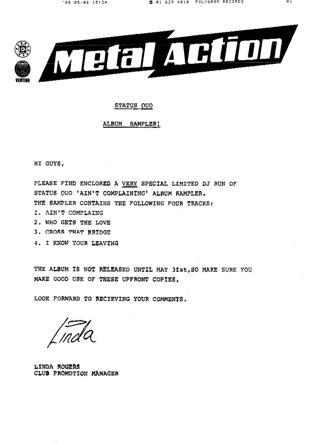 Status Quo Ain't Complaining - Album Sampler UK Promo 12" vinyl single (12 inch record / Maxi-single) QUO12AI01215