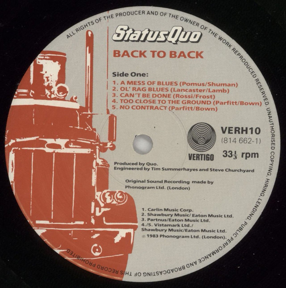 Status Quo Back To Back + PR UK vinyl LP album (LP record) QUOLPBA865909