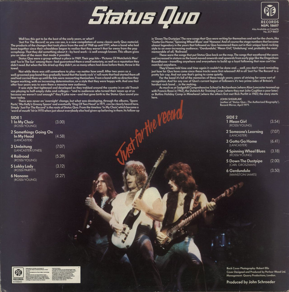 Status Quo Just For The Record - Red Vinyl - EX UK vinyl LP album (LP record)
