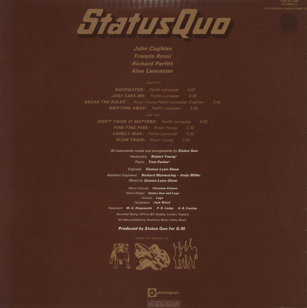 Status Quo Quo UK vinyl LP album (LP record)