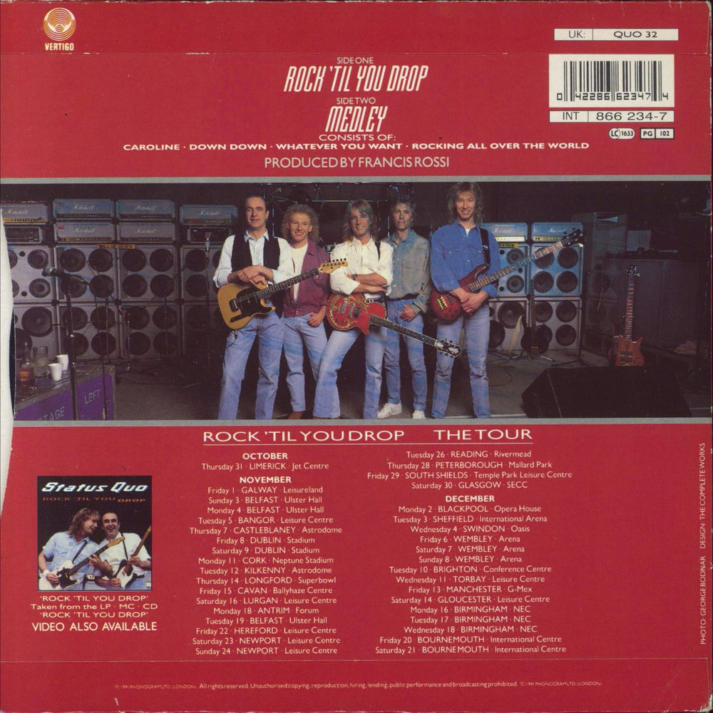 Status Quo Rock 'til You Drop UK 7" vinyl single (7 inch record / 45) 042286623474