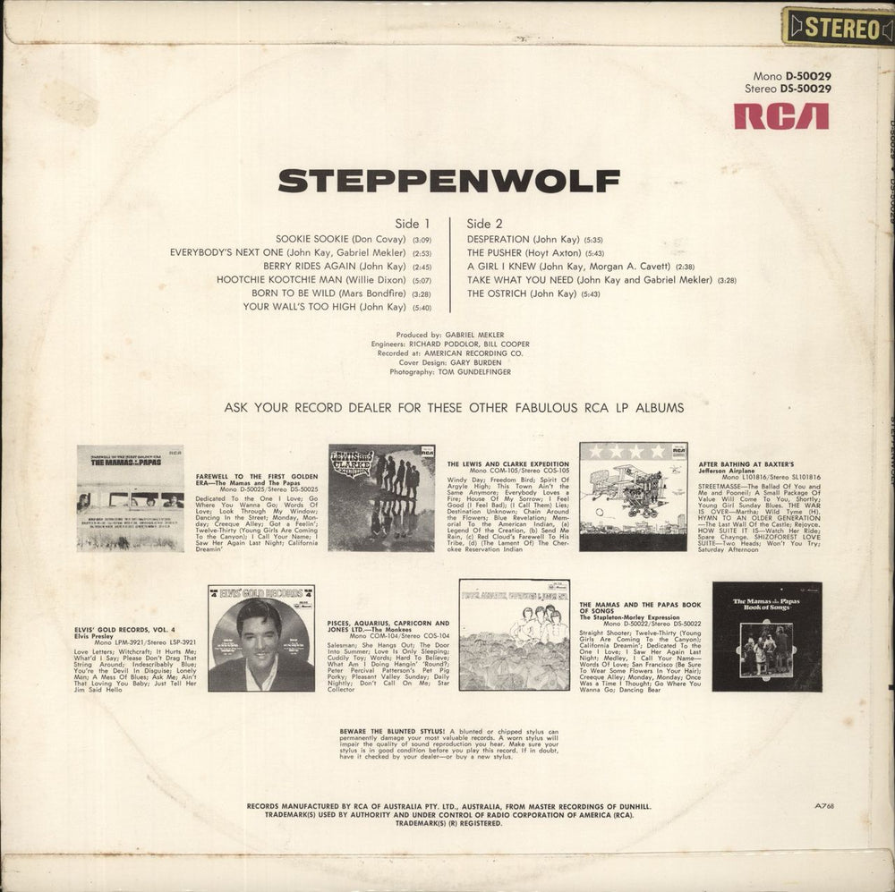 Steppenwolf Steppenwolf Australian vinyl LP album (LP record)