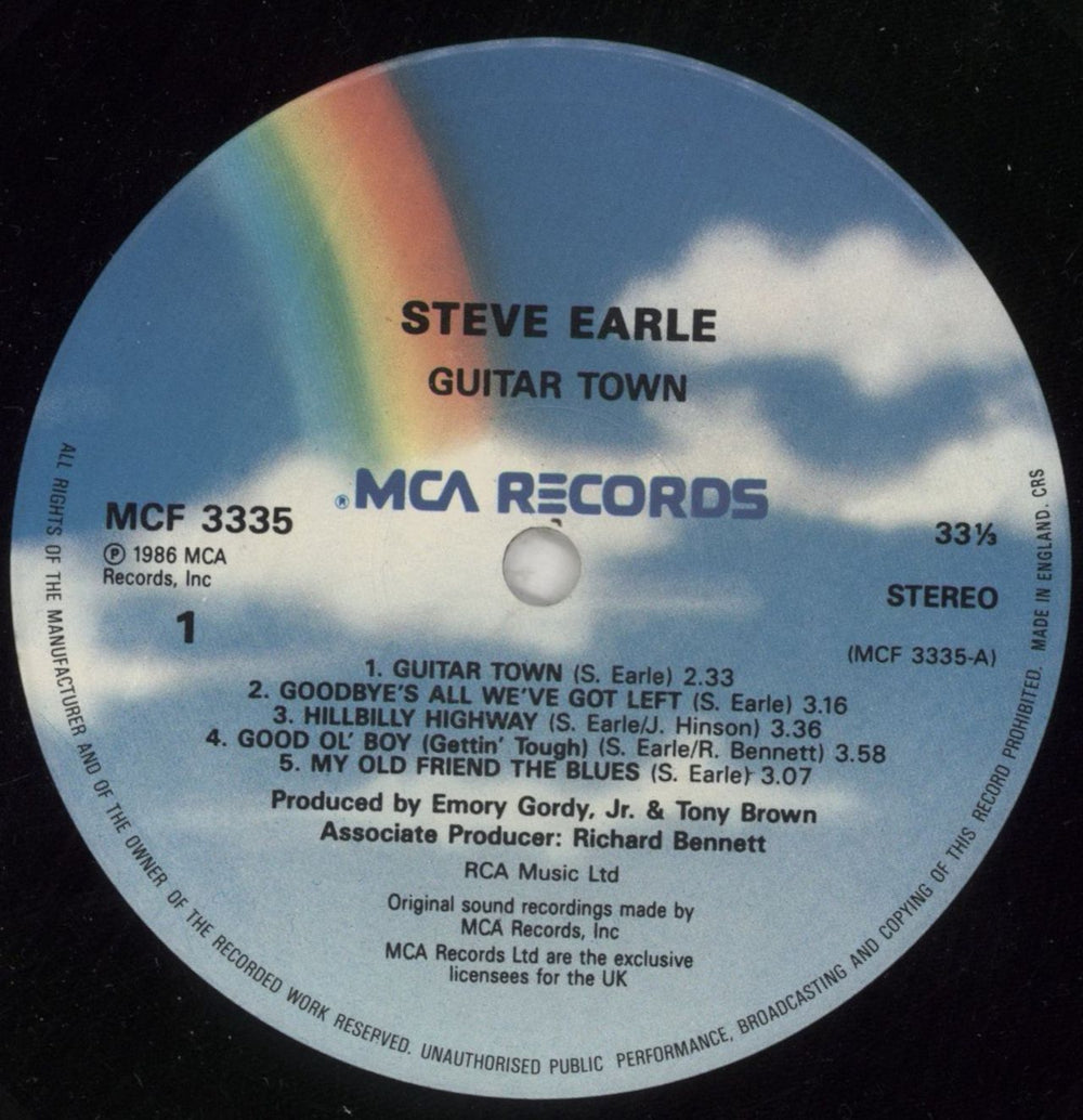 Steve Earle Guitar Town UK vinyl LP album (LP record) EALLPGU333495