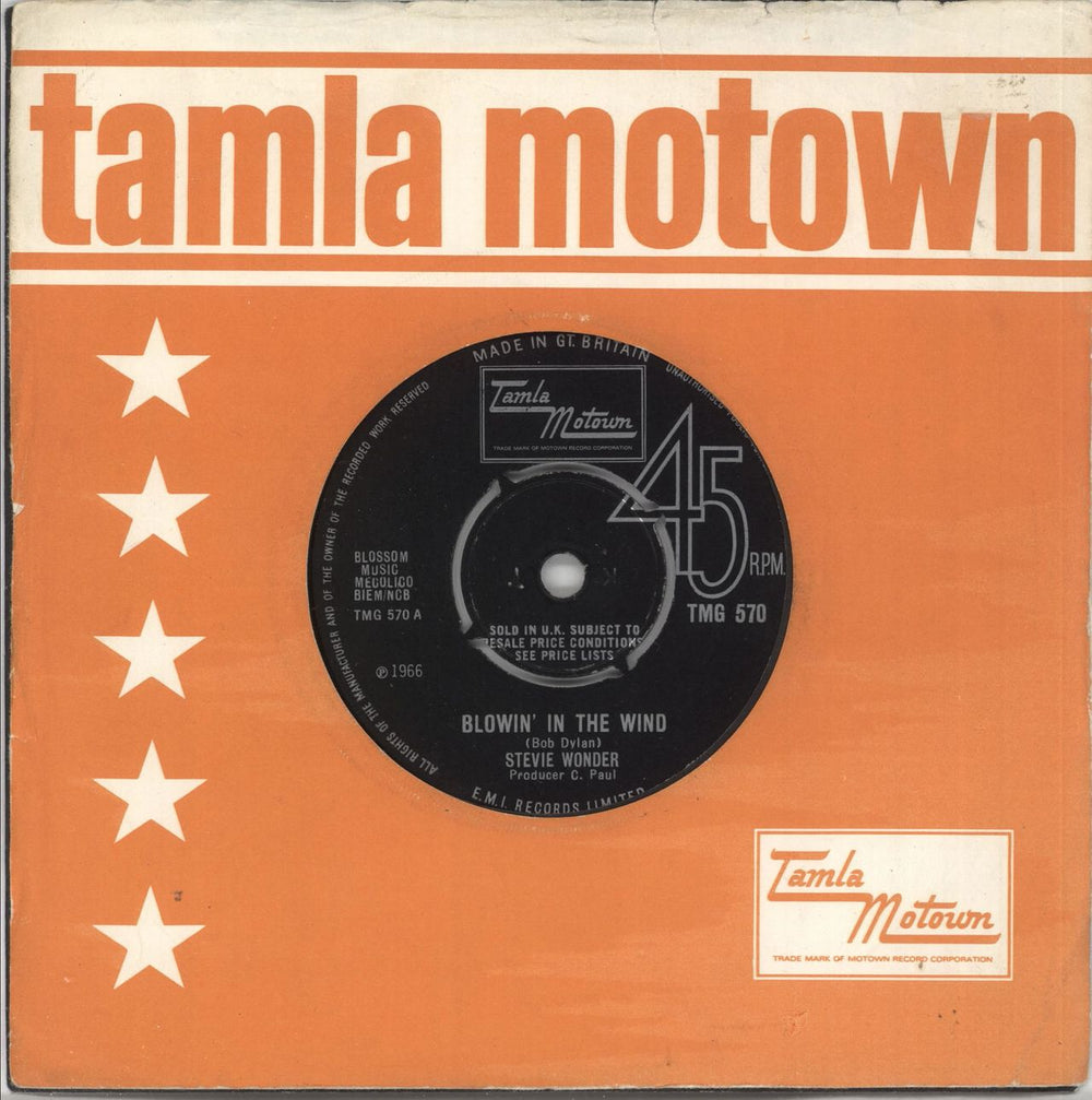 Stevie Wonder Blowin' In The Wind UK 7" vinyl single (7 inch record / 45) TMG570