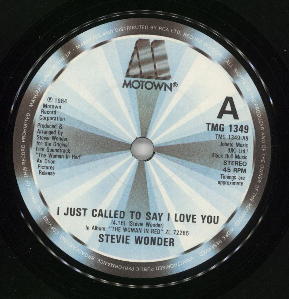 Stevie Wonder I Just Called To Say I Love You - P/S UK 7" vinyl single (7 inch record / 45) STW07IJ409035