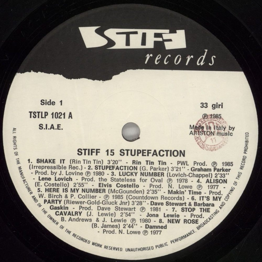 Stiff Records Stiff 15 Stupefaction + Poster Italian vinyl LP album (LP record) SX8LPST870264
