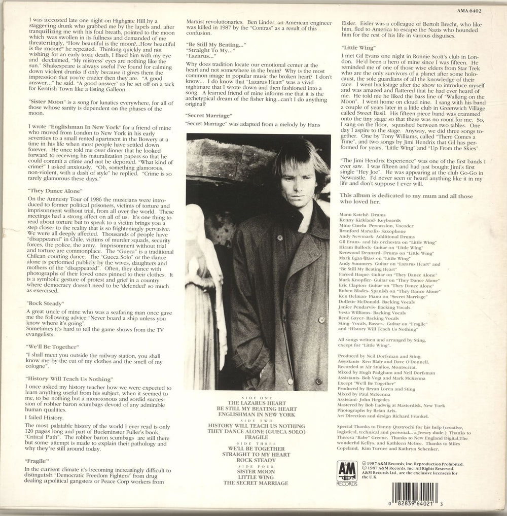 Sting Nothing Like The Sun - Complete - EX UK 2-LP vinyl record set (Double LP Album) 082839640213