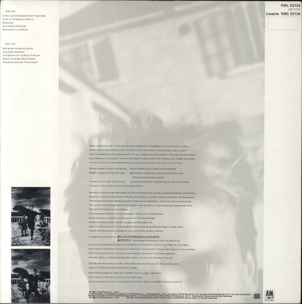 Sting The Dream Of The Blue Turtles - Complete Australian vinyl LP album (LP record)