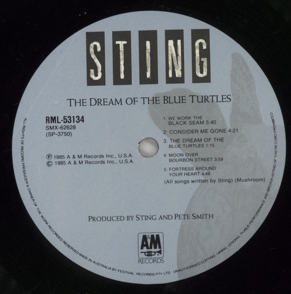 Sting The Dream Of The Blue Turtles - Complete Australian vinyl LP album (LP record) STILPTH860440