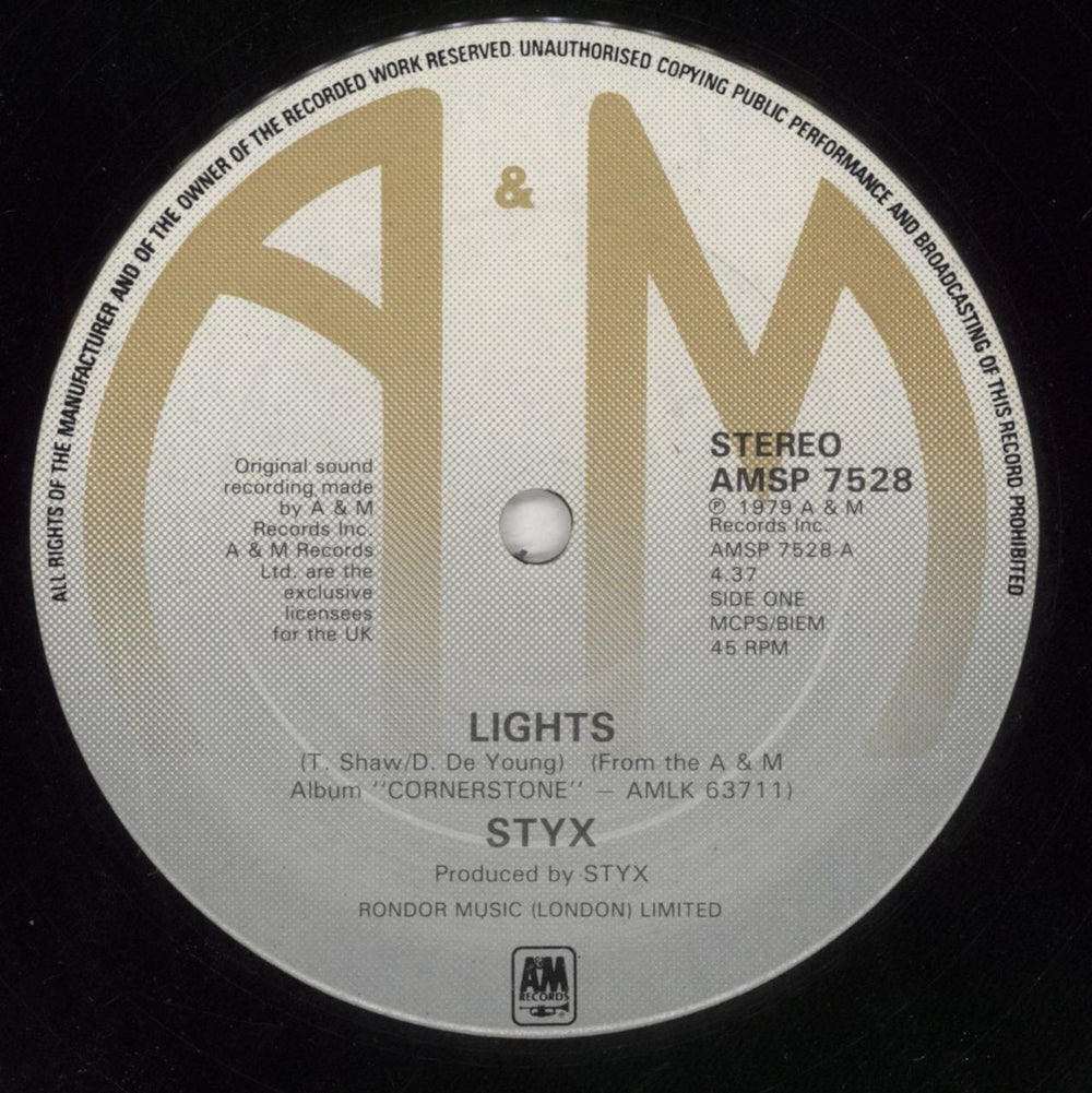 Styx Lights UK 12" vinyl single (12 inch record / Maxi-single) STX12LI558510