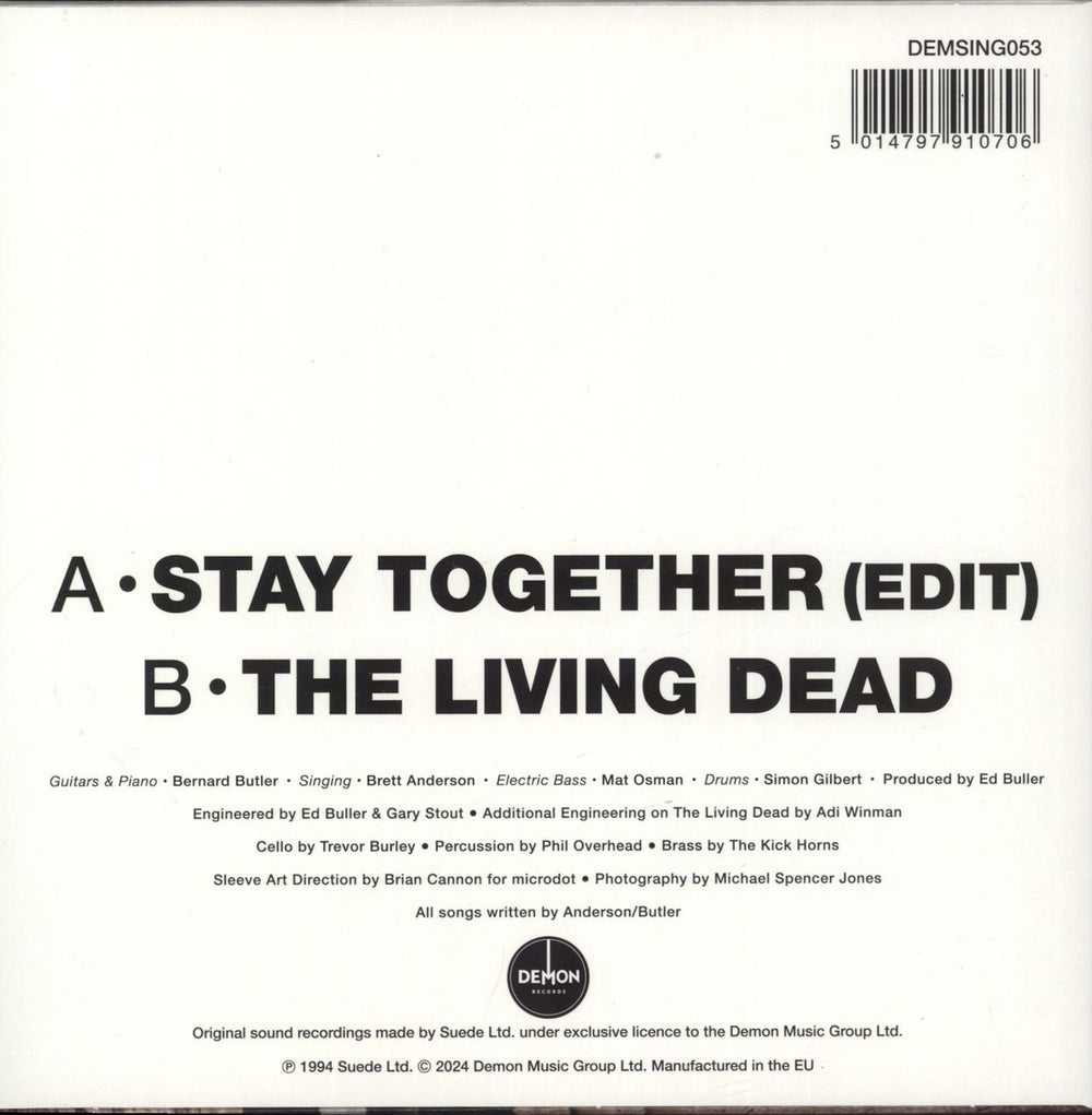 Suede Stay Together UK 7" vinyl picture disc (7 inch picture disc single) 5014797910706