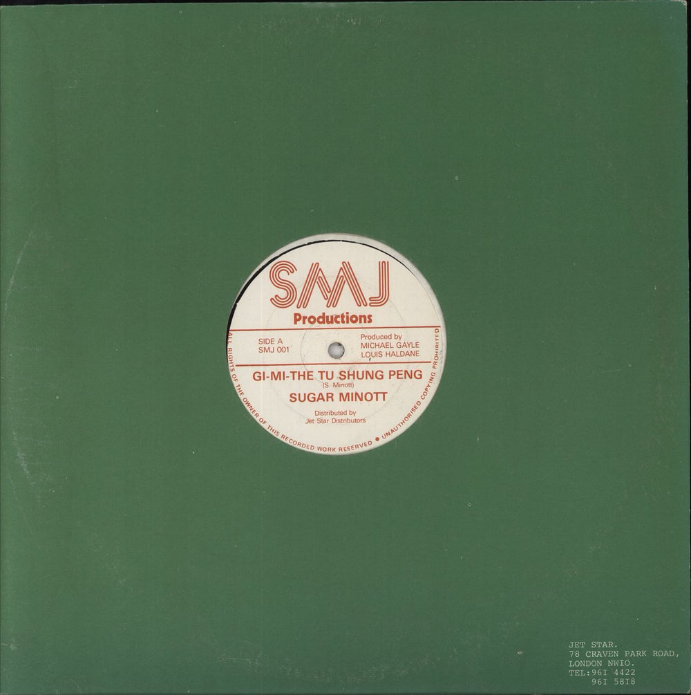 Sugar Minott Gi-Mi-The Tu Shung Peng UK 12" vinyl single (12 inch record / Maxi-single) SMJ001