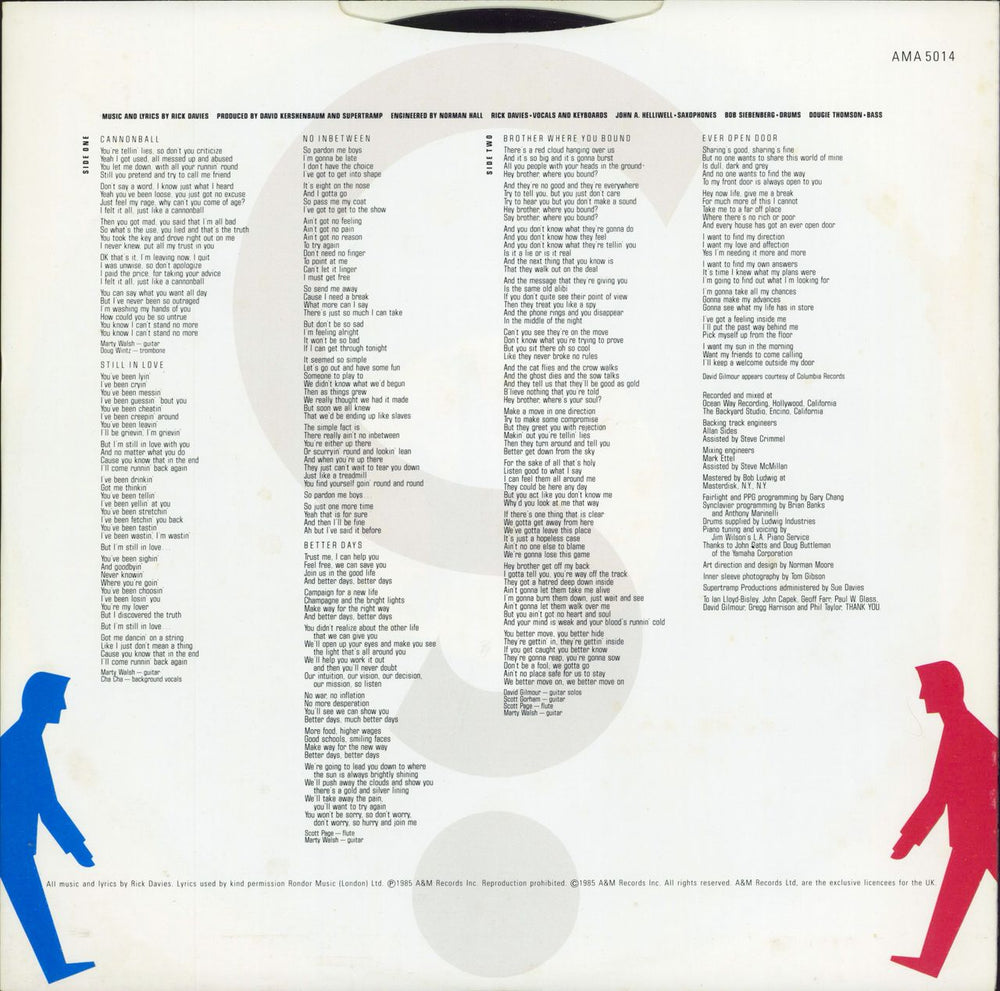 Supertramp Brother Where You Bound UK vinyl LP album (LP record) 1985