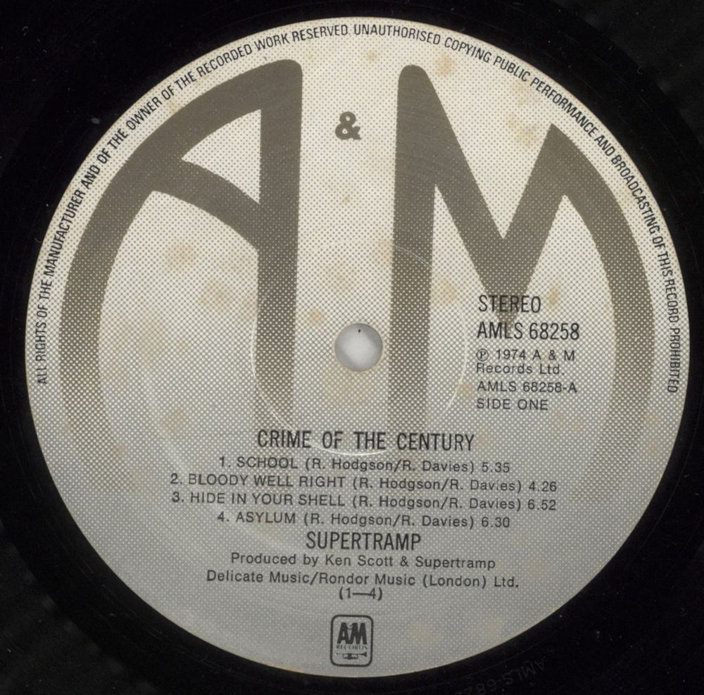 Supertramp Crime Of The Century - 1st + Insert - EX UK vinyl LP album (LP record) SPTLPCR636085