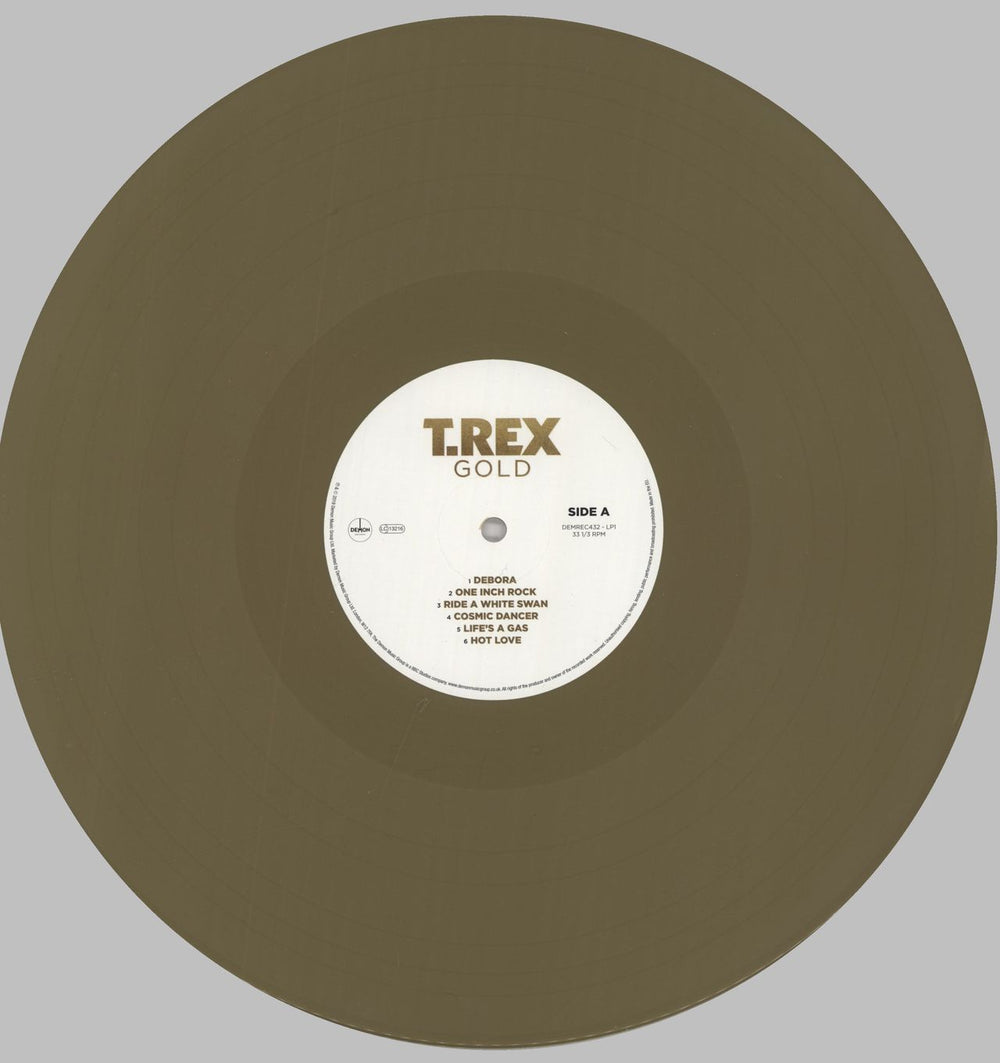 T-Rex / Tyrannosaurus Rex Gold - Gold Vinyl UK 2-LP vinyl record set (Double LP Album) REX2LGO814820