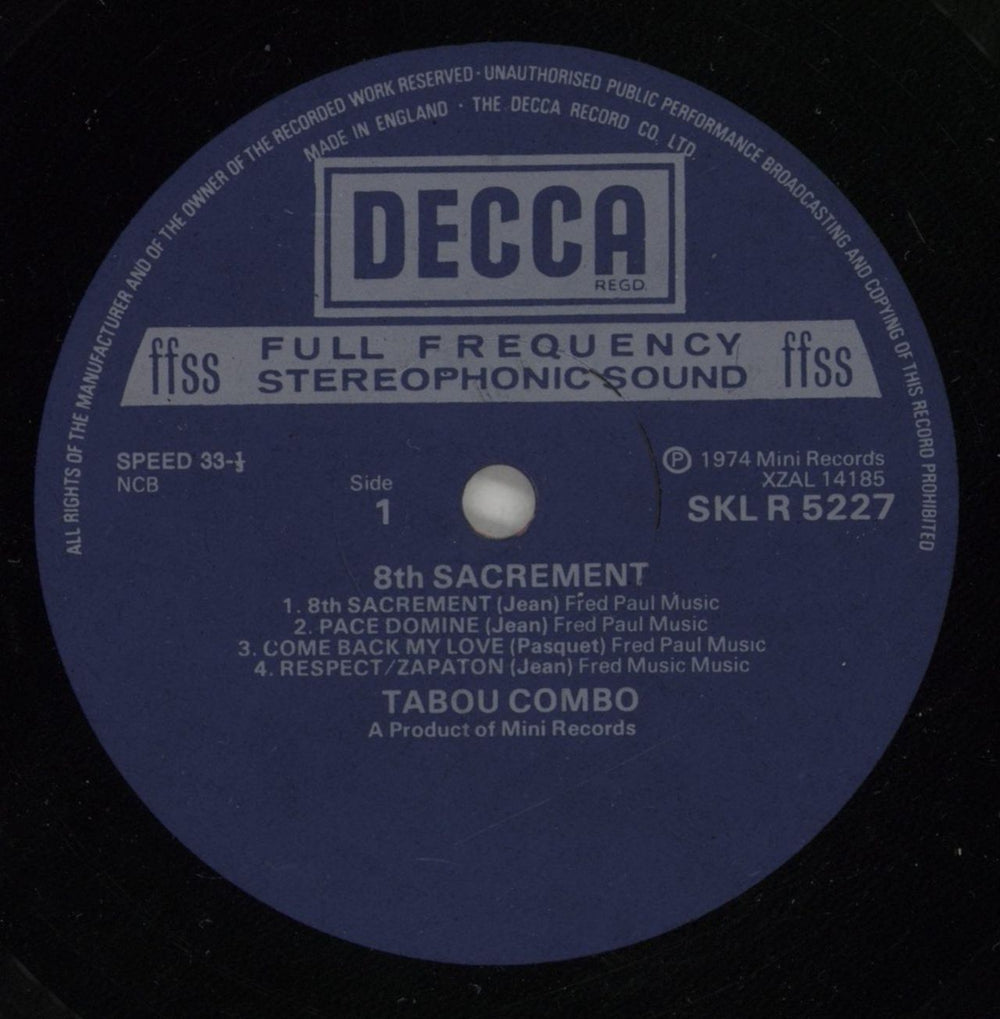 Tabou Combo 8th Sacrament UK vinyl LP album (LP record) UCPLPTH525248