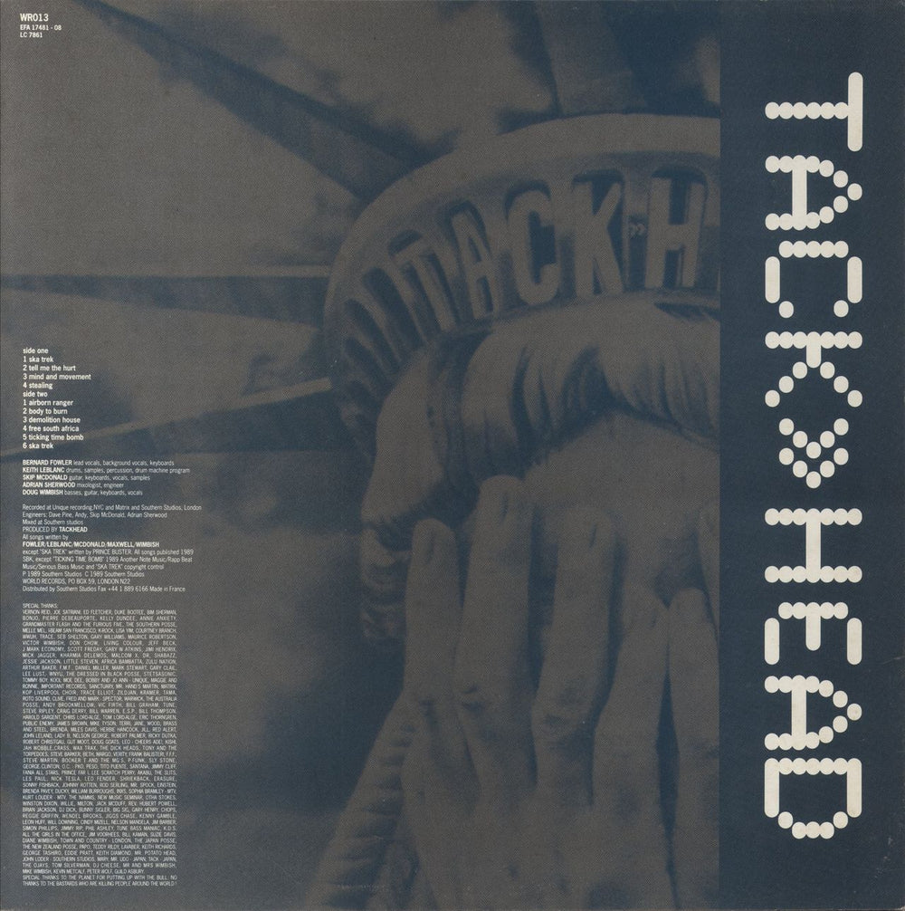 Tackhead Friendly As A Hand Grenade UK vinyl LP album (LP record)