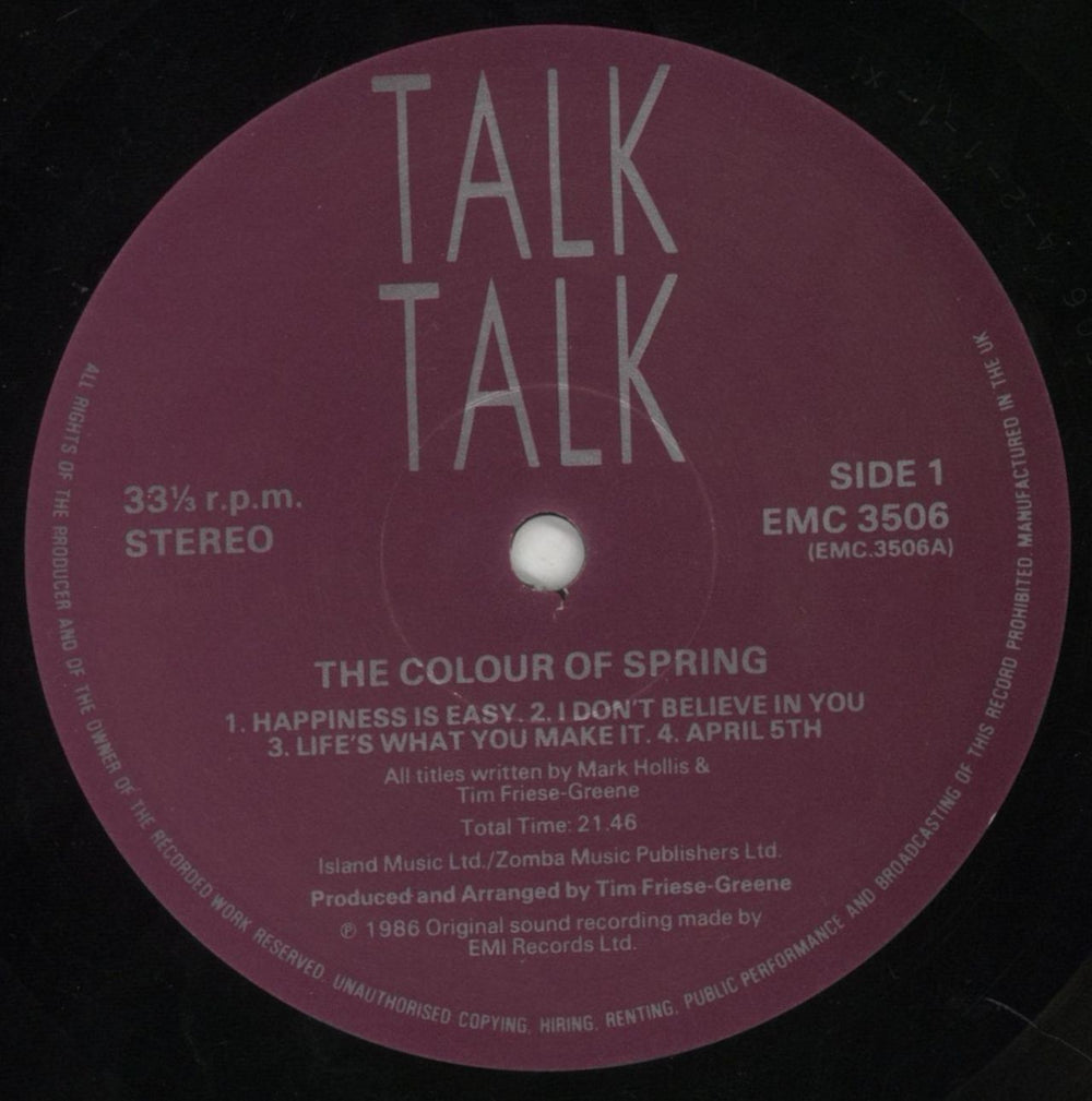 Talk Talk The Colour Of Spring - 2nd UK vinyl LP album (LP record) TTKLPTH566517