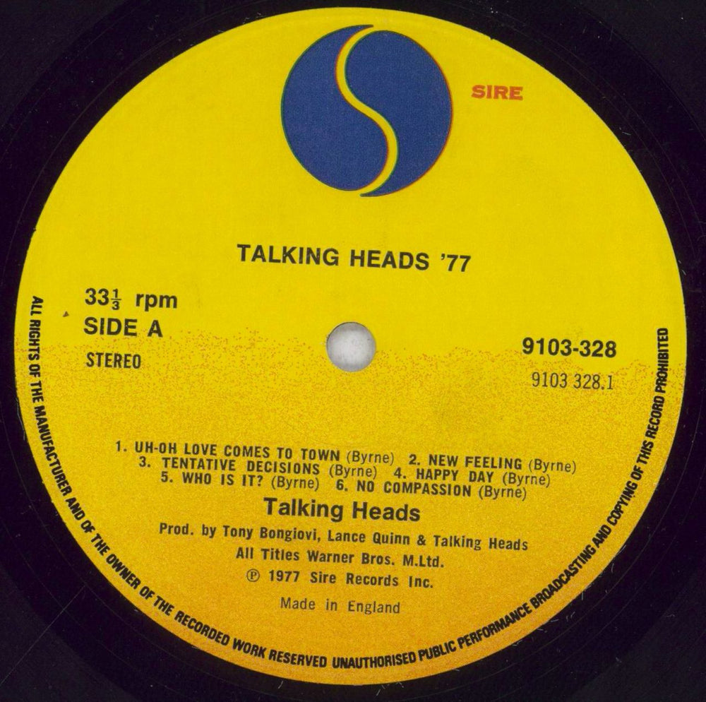Talking Heads Talking Heads: 77 + ticket stub - EX UK vinyl LP album (LP record) TALLPTA848028