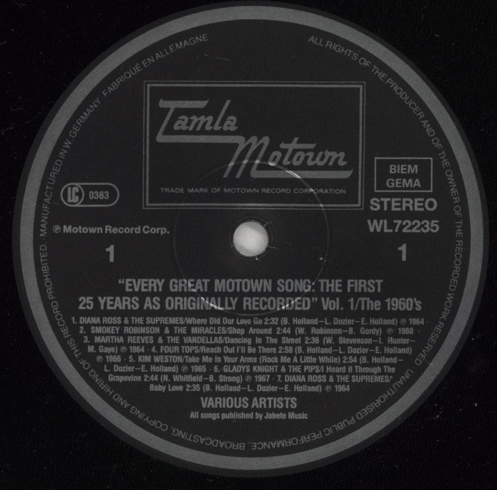 Tamla Motown Every Great Motown Song - Volume I: The 1960's UK vinyl LP album (LP record) MTWLPEV651404