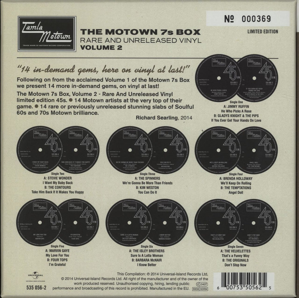 Tamla Motown The Motown 7s Box - Rare And Unreleased Vinyl: Volume 2 - Numbered UK 7" single box set MTW7XTH682762