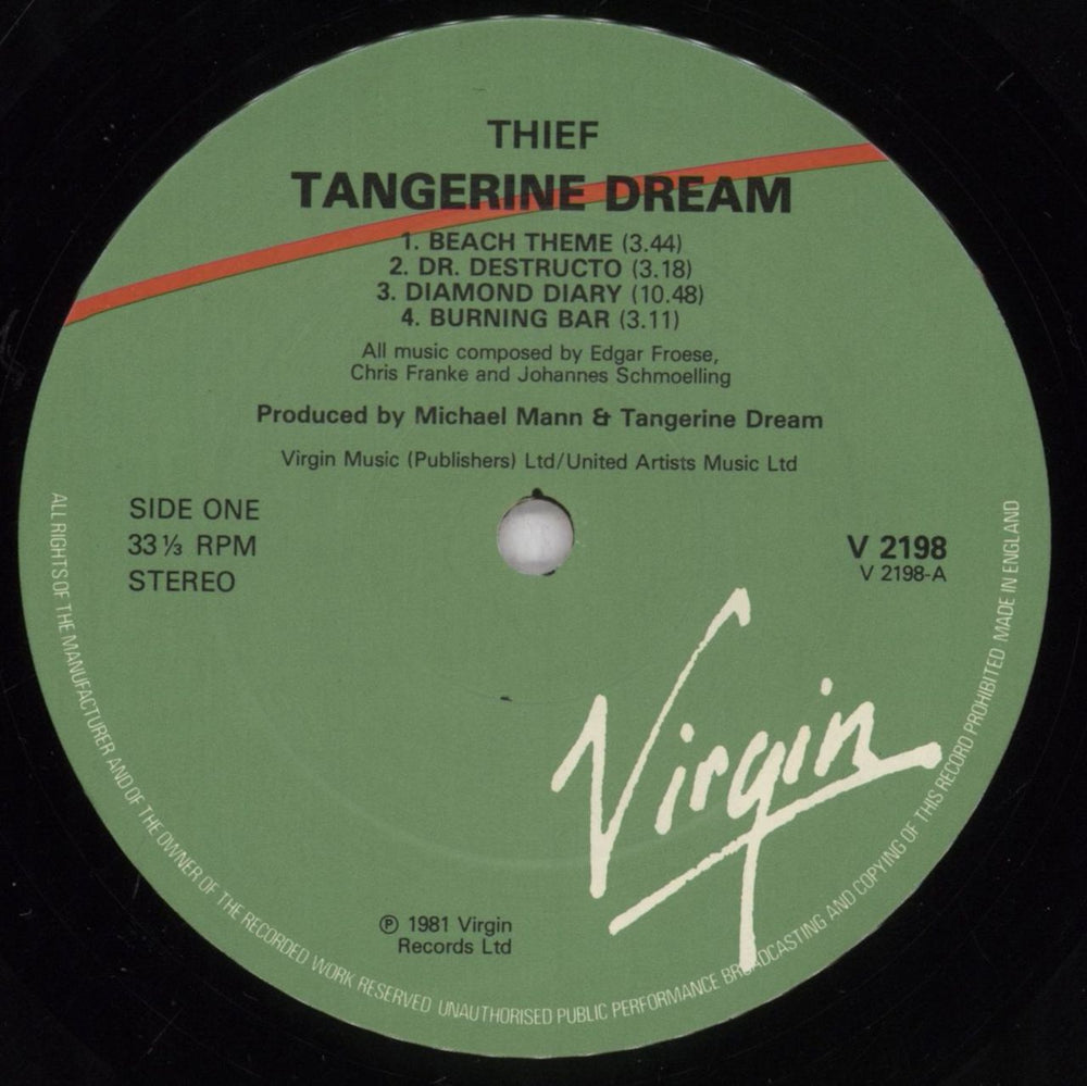 Tangerine Dream Thief - Blocked Out text UK vinyl LP album (LP record) TANLPTH835549