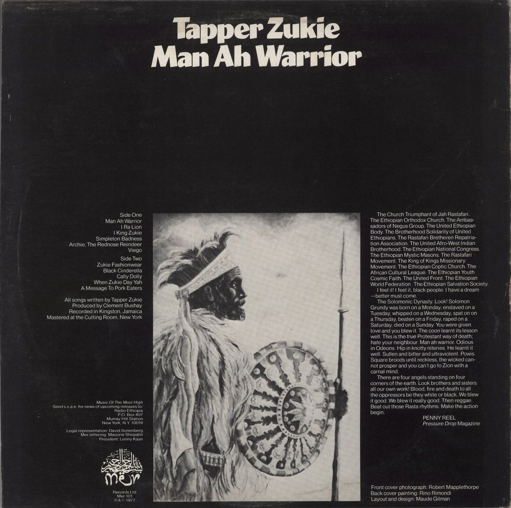 Tapper Zukie Man Ah Warrior UK vinyl LP album (LP record)