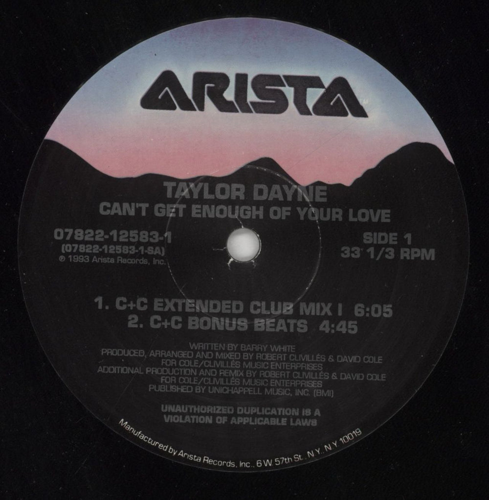 Taylor Dayne Can't Get Enough Of Your Love US 12" vinyl single (12 inch record / Maxi-single) TAY12CA849965