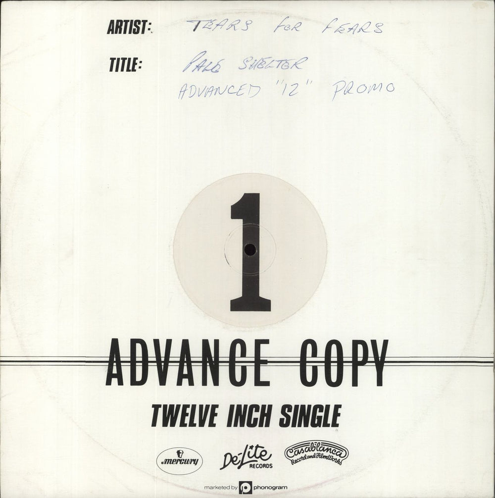 Tears For Fears Pale Shelter - White Label UK Promo 12" vinyl single (12 inch record / Maxi-single) IDEA212