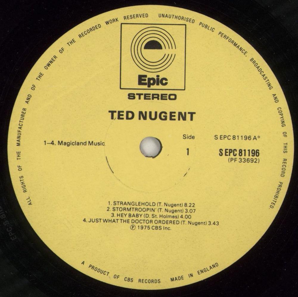 Ted Nugent Ted Nugent - 1st - EX UK vinyl LP album (LP record) TEDLPTE870019