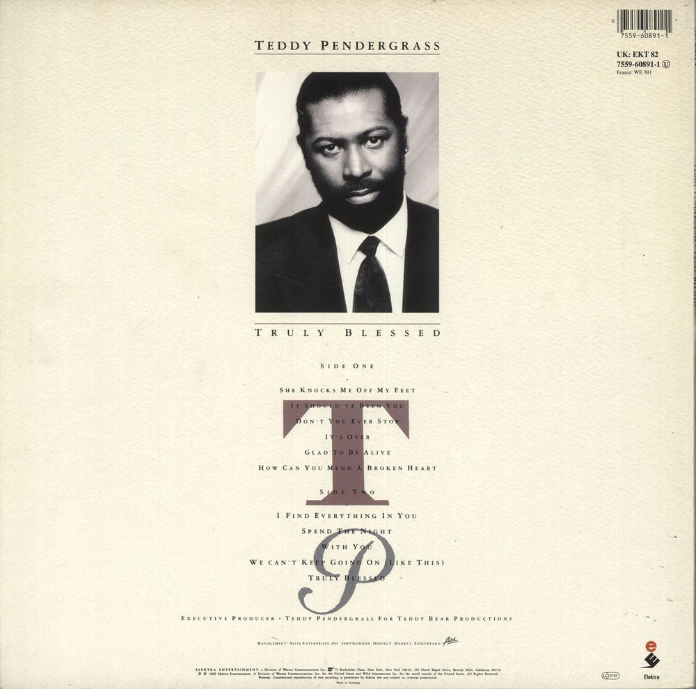 Teddy Pendergrass Truly Blessed German vinyl LP album (LP record) 075596089111