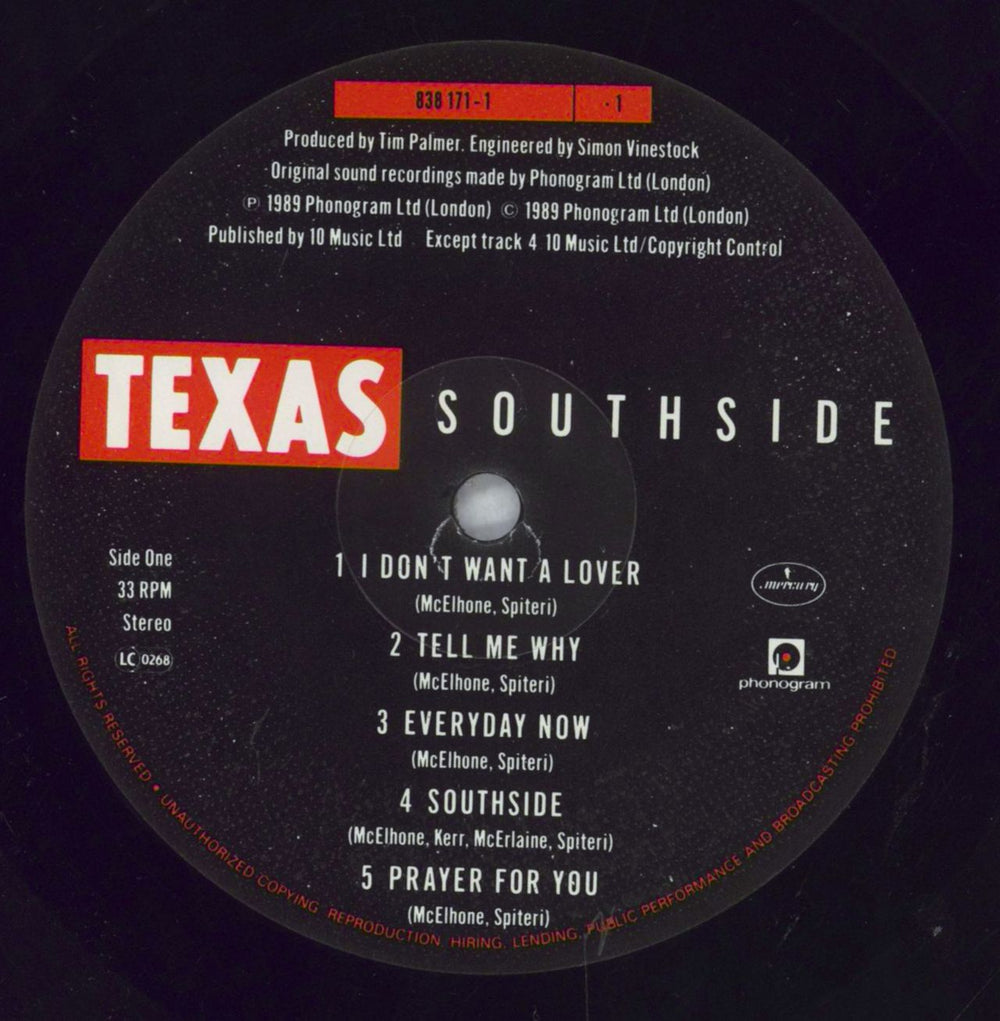 Texas Southside UK vinyl LP album (LP record) TEXLPSO136972