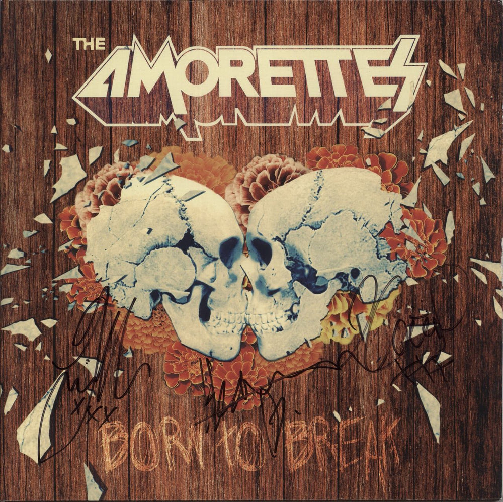 The Amorettes Born To Break - Blue With Black Swirl Vinyl + CD - Autographed UK 2-LP vinyl record set (Double LP Album) SPV2858312LP