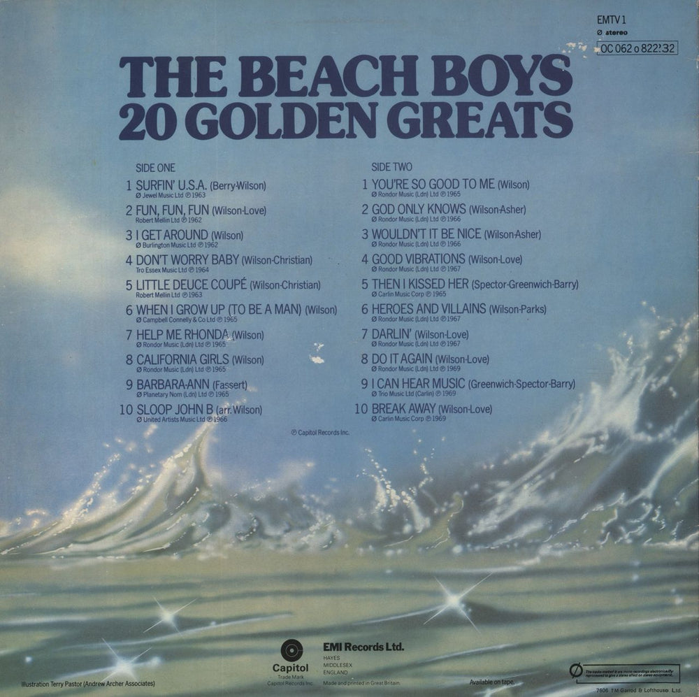 The Beach Boys 20 Golden Greats UK vinyl LP album (LP record)