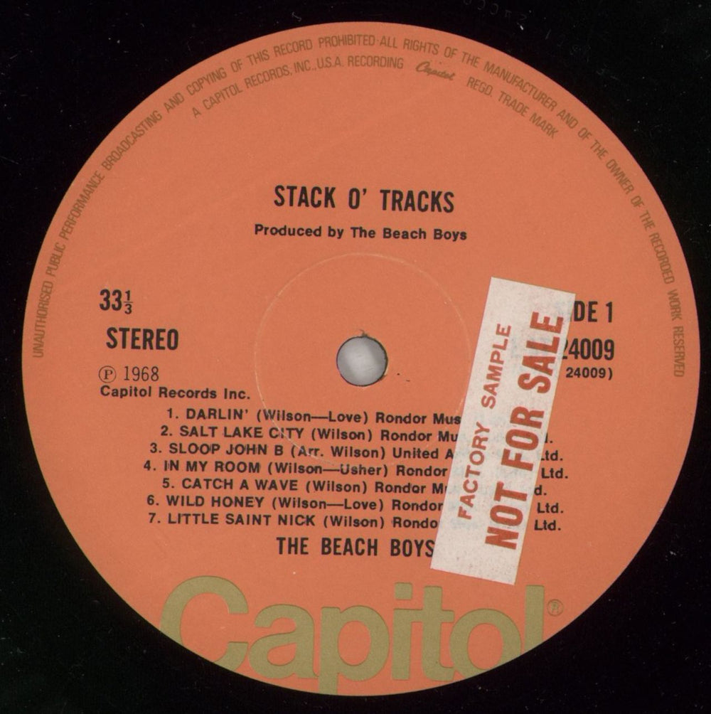 The Beach Boys Stack O' Tracks - Factory Sample UK vinyl LP album (LP record) BBOLPST189053