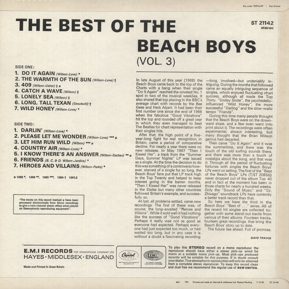 The Beach Boys The Best Of The Beach Boys Vol. 3 - 3rd UK vinyl LP album (LP record)