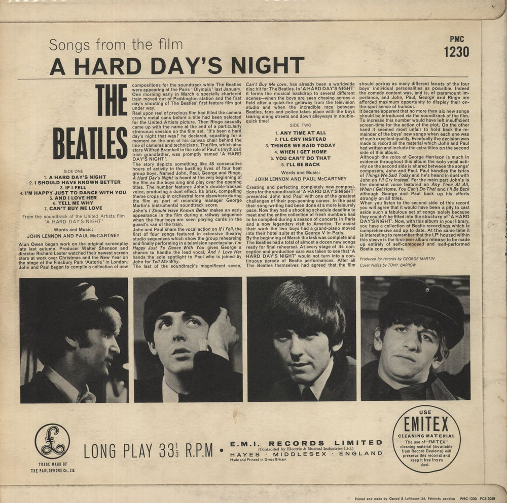 The Beatles A Hard Day's Night - 1st - G&L - EX UK vinyl LP album (LP record)