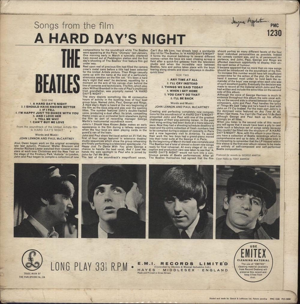 The Beatles A Hard Day's Night - 1st - G&L - VG UK vinyl LP album (LP record)