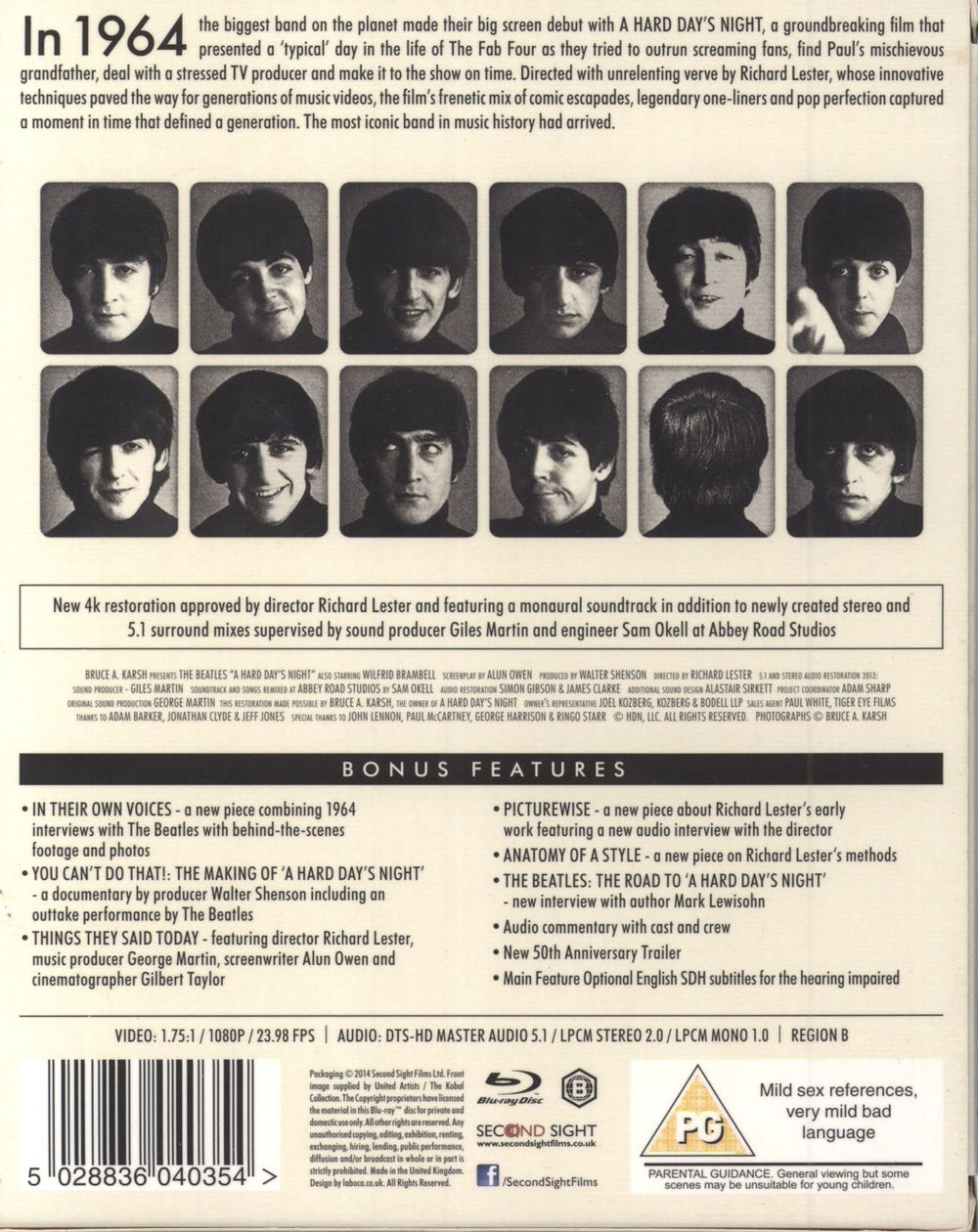 The Beatles A Hard Day's Night: 50th Anniversary Restoration UK Blu Ray DVD BTLBRAH794408