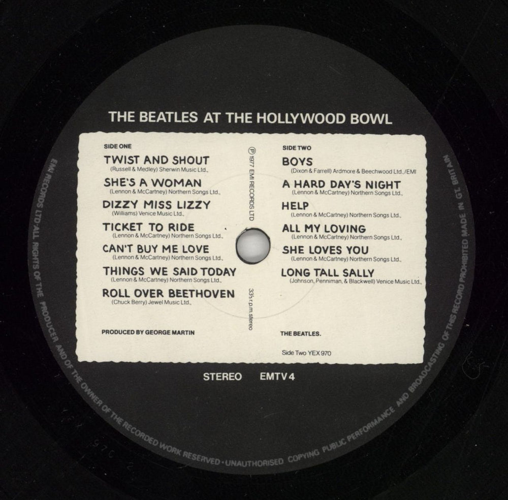 The Beatles At The Hollywood Bowl + Inner - VG Sleeve UK vinyl LP album (LP record) BTLLPAT868085