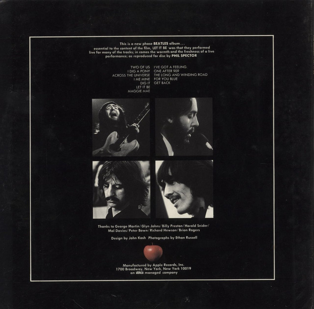 The Beatles Let It Be - 1st US vinyl LP album (LP record)