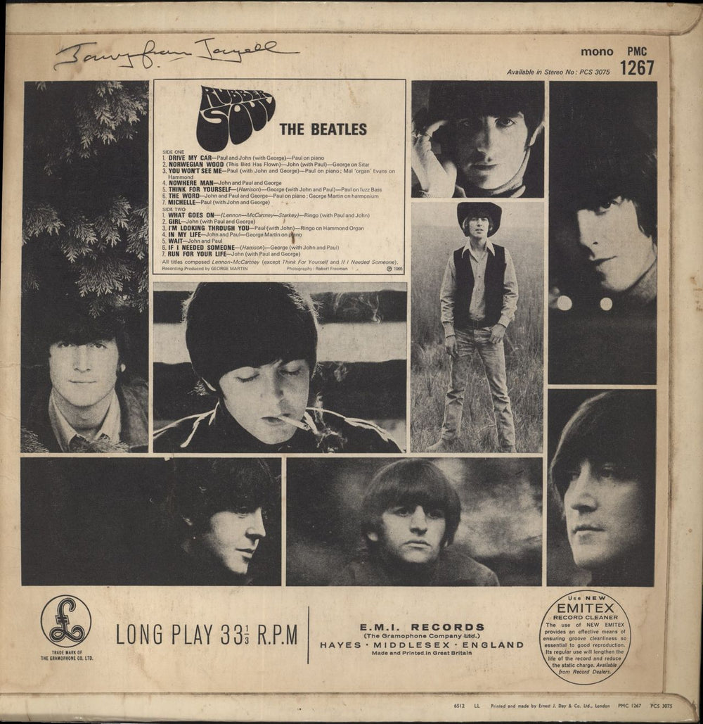 The Beatles Rubber Soul - 1st - Loud Cut - EJ - VG UK vinyl LP album (LP record)