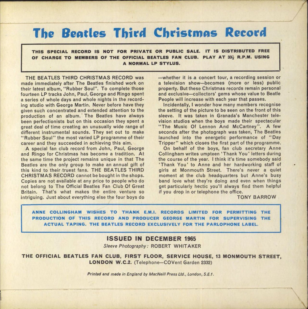 The Beatles The Beatles Third Christmas Record - WOC UK 7" vinyl single (7 inch record / 45)