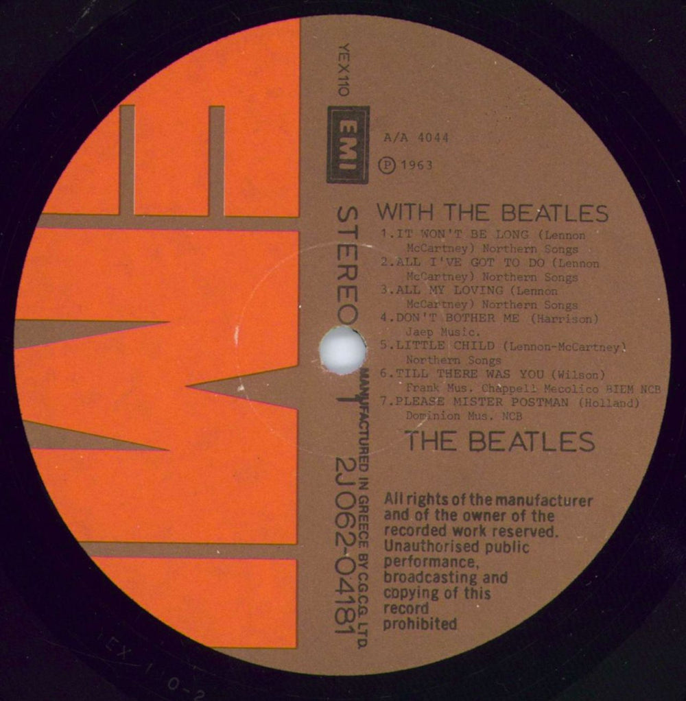 The Beatles With The Beatles Greek vinyl LP album (LP record) BTLLPWI324664