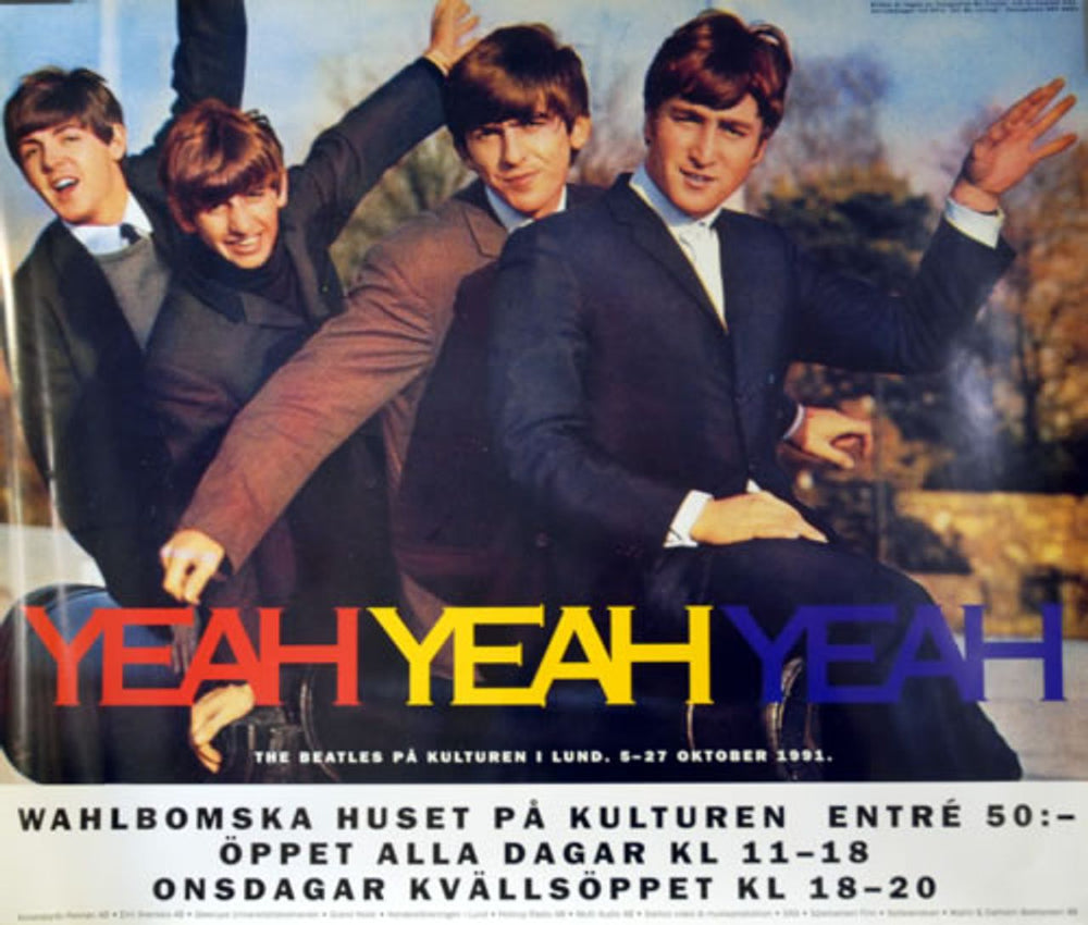 The Beatles Yeah Yeah Yeah - Kulturen Exhibition Swedish Promo poster 27 X 23