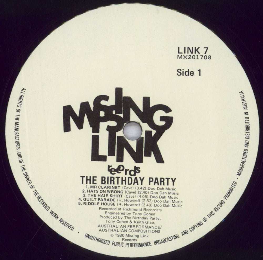 The Birthday Party The Birthday Party - Second Issue Australian vinyl LP album (LP record) TBPLPTH440812