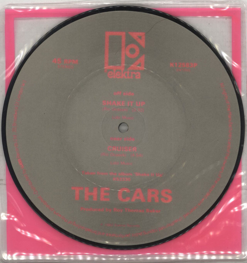 The Cars Shake It Up - Pink Car & Sleeve UK 7" vinyl picture disc (7 inch picture disc single)