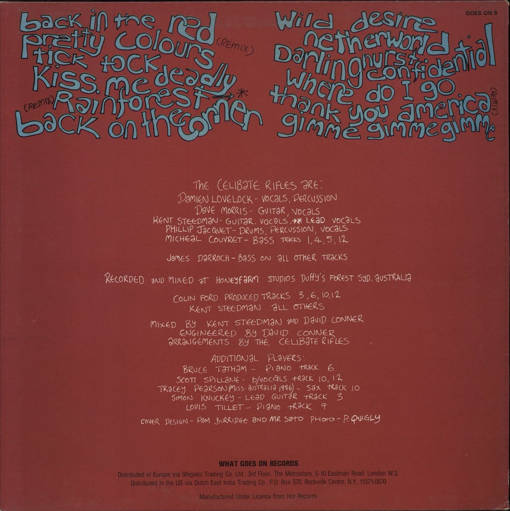 The Celibate Rifles Mina Mina Mina UK vinyl LP album (LP record)