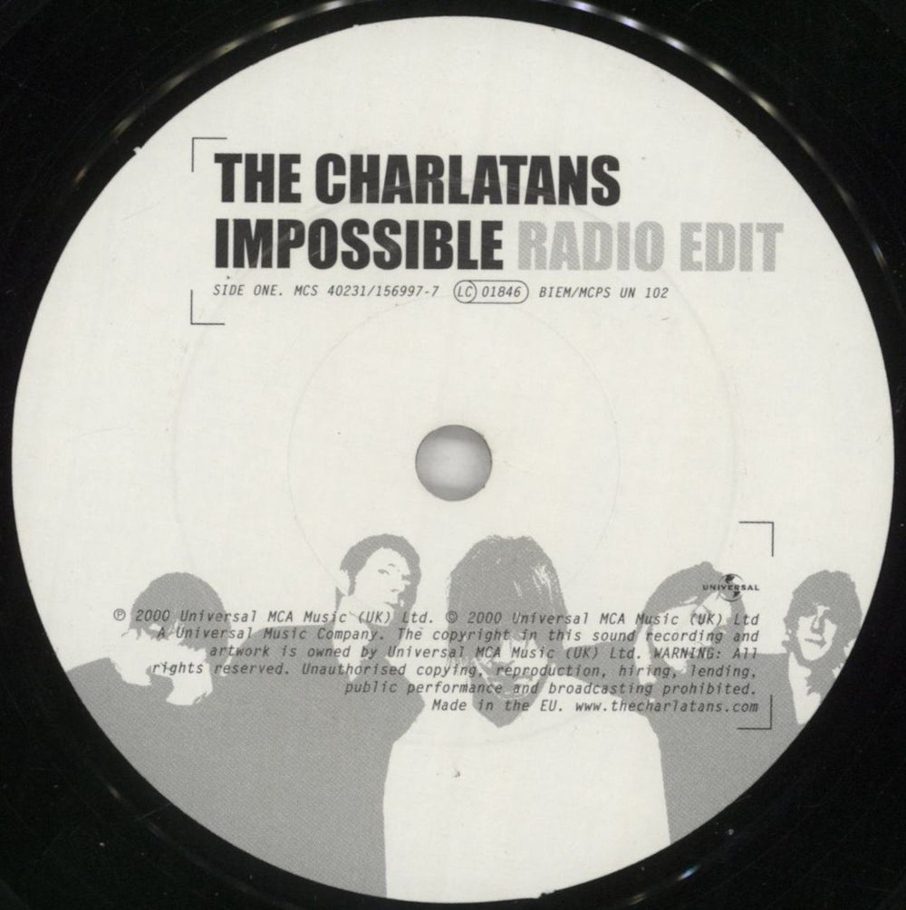 The Charlatans (UK) Impossible + Poster UK 7" vinyl single (7 inch record / 45) CHA07IM157316