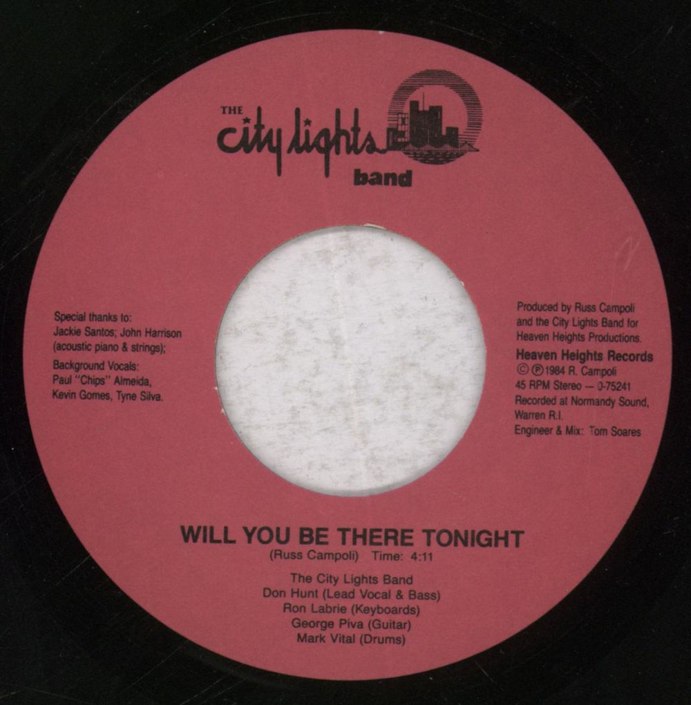 The City Lights Band Will You Be There Tonight US 7" vinyl single (7 inch record / 45) 7HE07WI842945